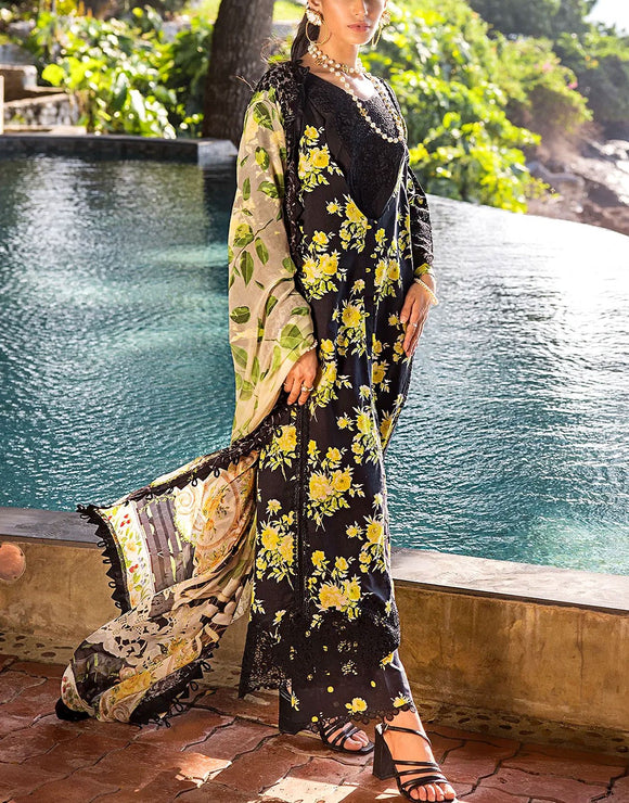 All-Over Print Embroidered Lawn Suit with Chiffon Dupatta (DZ17907)