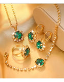 4-Piece Elegant Fashion Necklace Set with Adjustable Ring, Bracelet & Earrings (DZ17910)