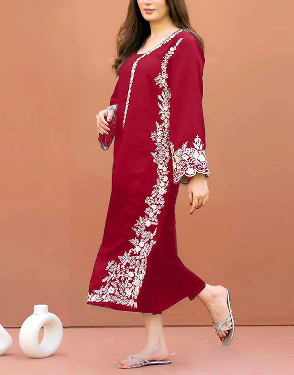 Elegant 2-Piece Embroidered Summer Lawn Dress (DZ17921)