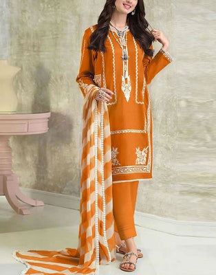 Heavy Embroidered Lawn Suit with Diamond Zari Dupatta (DZ17922)