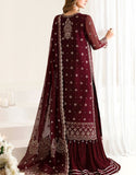 Heavy Embroidered Formal Chiffon Dress with Silk Gharara Trouser (DZ17926)