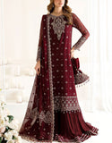 Heavy Embroidered Formal Chiffon Dress with Silk Gharara Trouser (DZ17926)