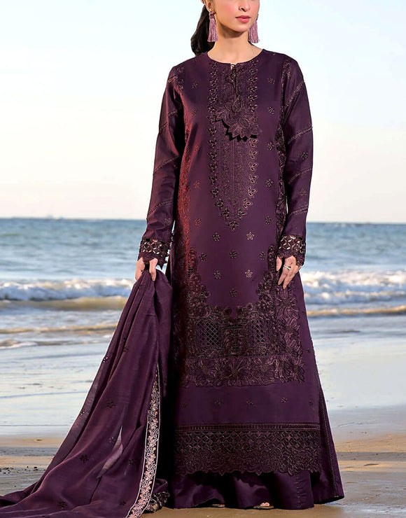 Heavy Schiffli Embroidered Lawn Dress with Diamond Zari Dupatta (DZ17934)