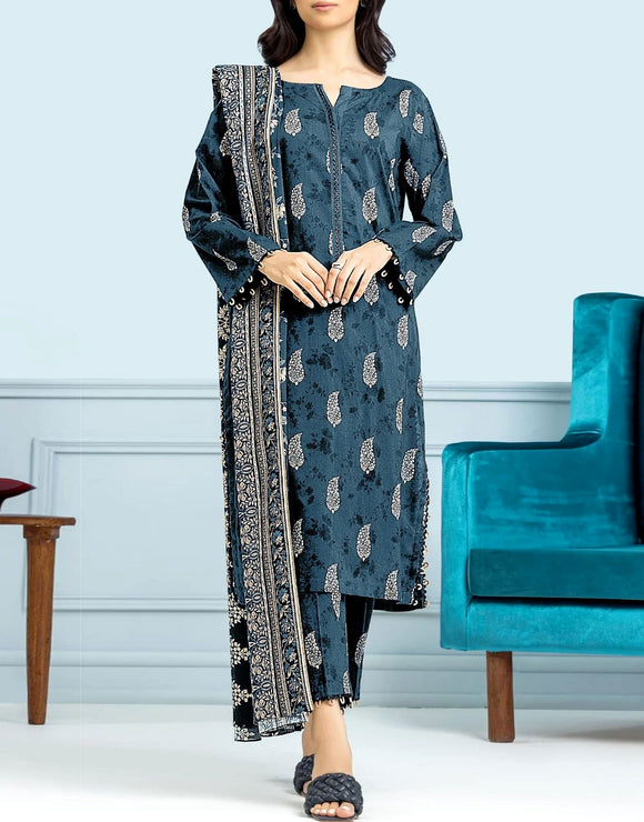 All-Over Digital Print Lawn Dress with Swiss Zari Dupatta (DZ17945)