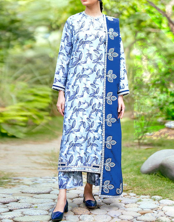 All-Over Digital Print Lawn Dress with Swiss Zari Dupatta (DZ17949)