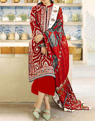 Heavy Embroidered Lawn Dress with Diamond Zari Dupatta (DZ17962)