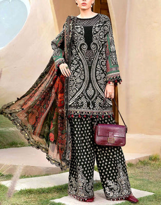 All-Over Print Embroidered Lawn Dress with Chiffon Dupatta (DZ17968)