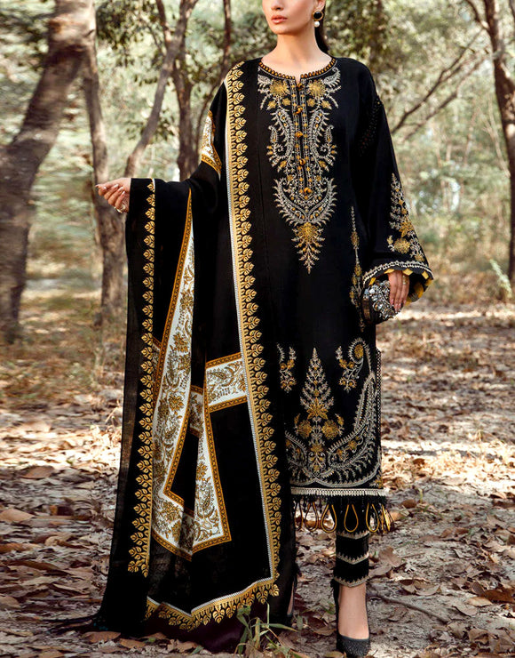 Heavy Embroidered Black Lawn Dress with Diamond Zari Dupatta (DZ17970)