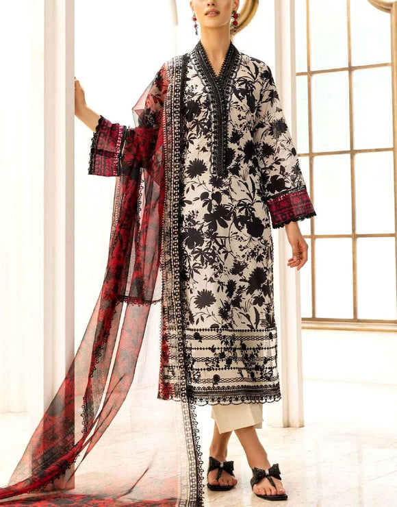 Digital Print Embroidered EID Lawn Dress with Lawn Dupatta (DZ17976)