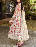 All-Over Floral Print Embroidered EID Lawn Dress with Soft Chiffon Dupatta (DZ17980)