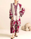 All-Over Print Embroidered EID Lawn Dress 2025 with Silk Dupatta (DZ17989)