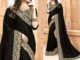 Indian Embroidered Black Chiffon Saree (DZ11556)