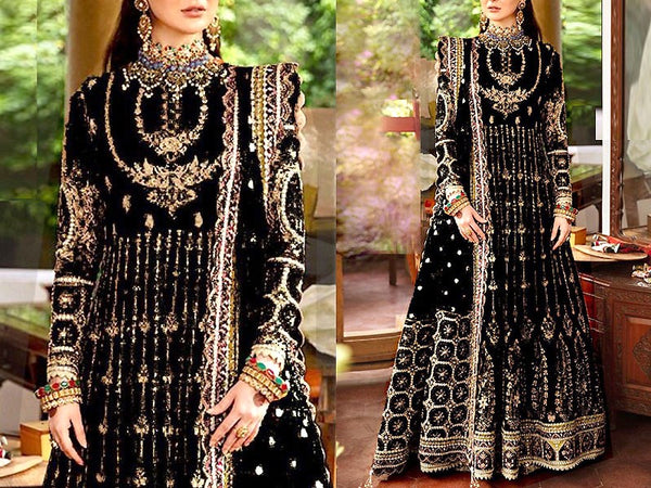 Luxurious 3D Handwork & Heavy Embroidered Net Bridal Maxi Dress