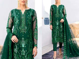 Handwork Heavy Embroidered Green Organza Wedding Dress 2024 (DZ15505)